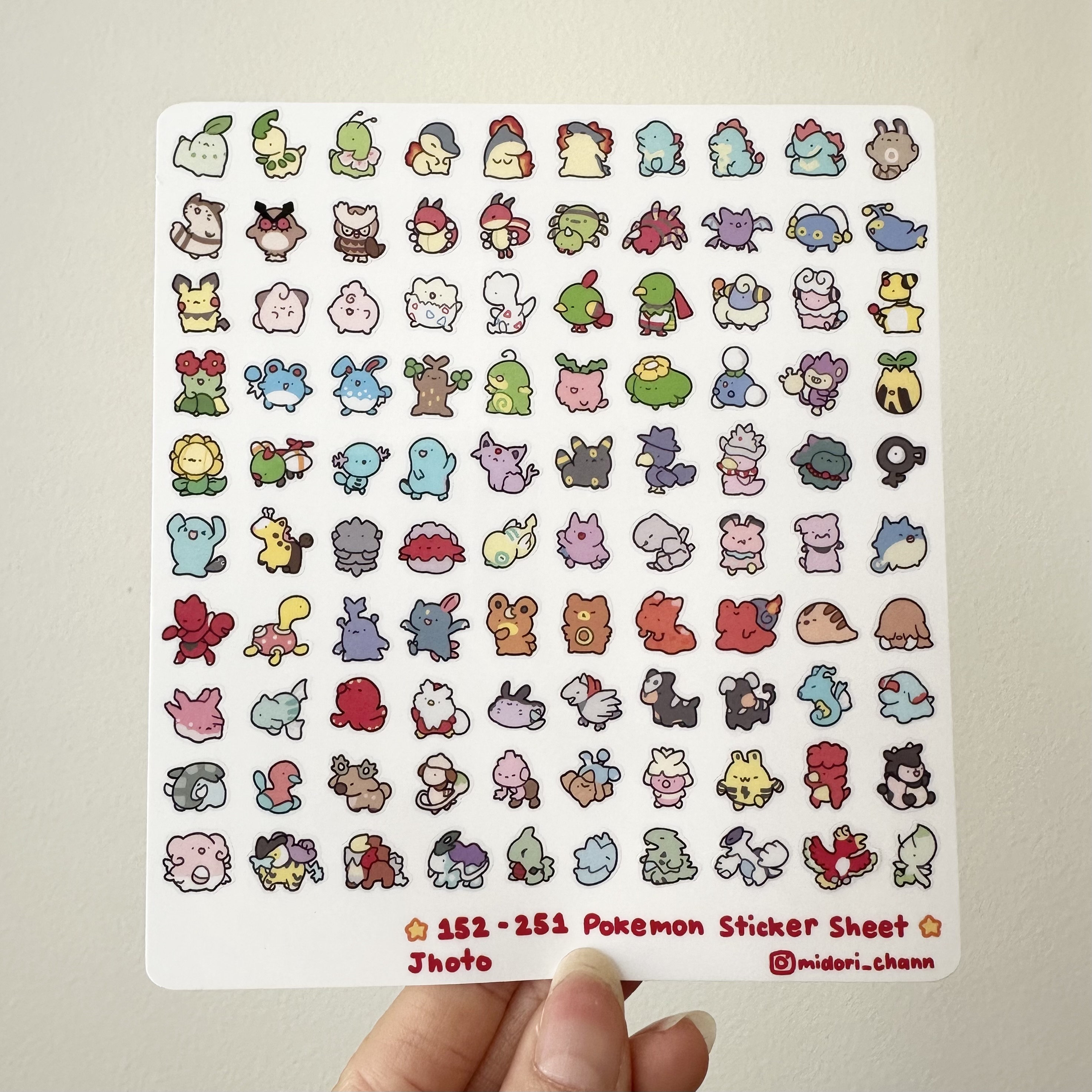 ポケモン第2世代 152-251 ビニールステッカーシート | ミニステッカー
