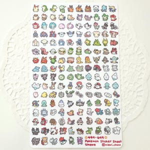 Poké Gen 5 494-649 Arkusz naklejek winylowych | 156 małych naklejek!
