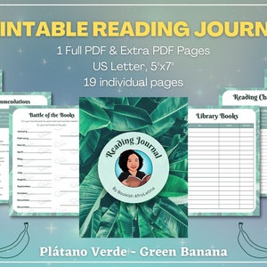Printable Reading Journal 2023: Read Diverse by Bookish AfroLatina (Platano Verde/Green Plantain) - PDF
