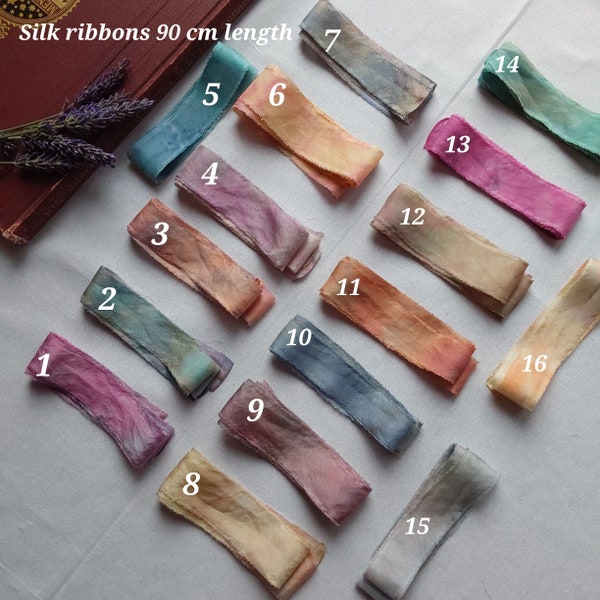 Pale and bright  Hand Dyed Silk Ribbons/ Many Colours Available / Silk Ribbon 