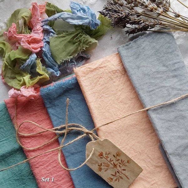 New! 5 pcs Hand  dyed fabrics/Set/Cotton, Linen,  Brushed cotton, corduroy/Fabric  for creativity