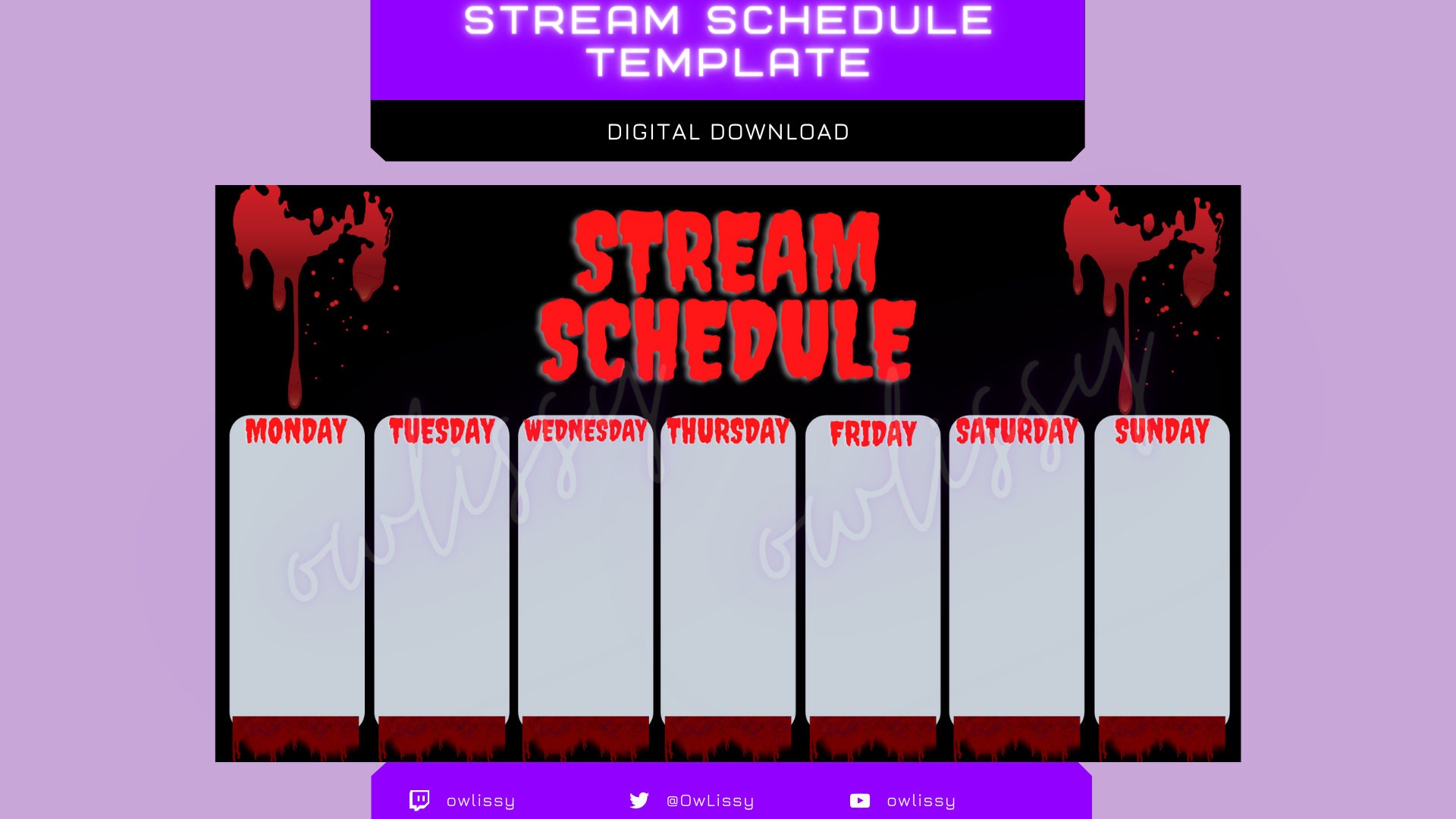 Twitch Schedule Template Horror Etsy Twitch Schedule Template Horror Etsy
