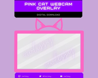 Pink Cat Webcam Overlay | 16:9
