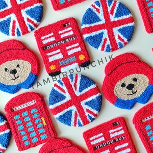 Tufted Linen Coasters: Y2K Punch Needle Mug Rugs, London Bear