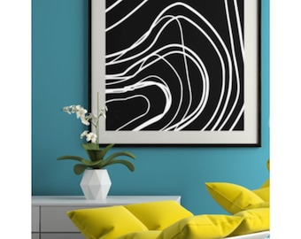 Arte de linhas minimalistas, impressão de arte abstrata