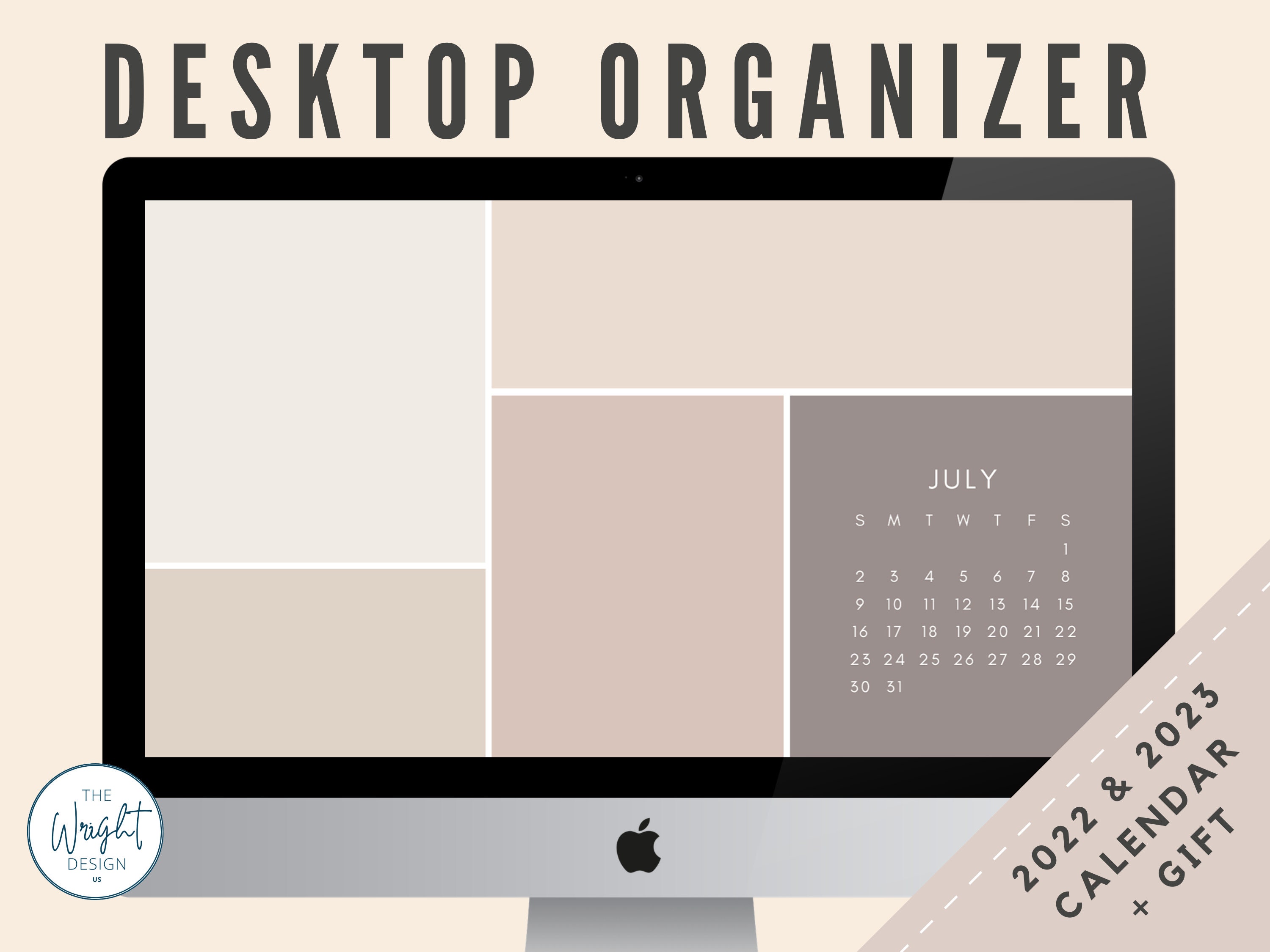 2022 2023 Cute Neutral Desktop Wallpaper Organizer Calendar - Etsy