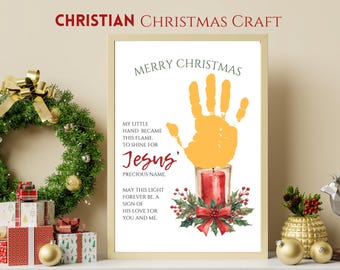 Christmas Handprint Christian Candle Kids Craft Printable | Holiday Keepsake  DIY Gift Sunday Preschool Activity