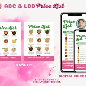2024 LBB and ABC Girl Scout Cookie Signs and Forms, Editable and Printable Cookie Booth Sales Flyers, Lanyard Cookie Math Price Menu image 3