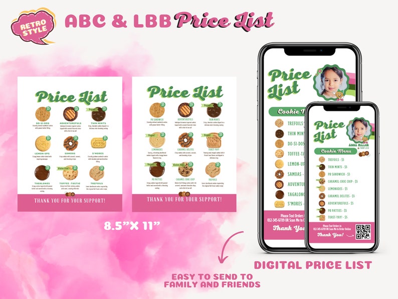 2024 LBB and ABC Girl Scout Cookie Signs and Forms, Editable and Printable Cookie Booth Sales Flyers, Lanyard Cookie Math Price Menu image 3