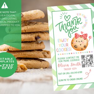 Girl Scout Cookie Thank You Tag Template, Editable Printable Girl Scout ...