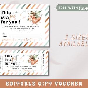Boho Tooth Fairy Gift Voucher: Editable Printable Note (Digital Download)