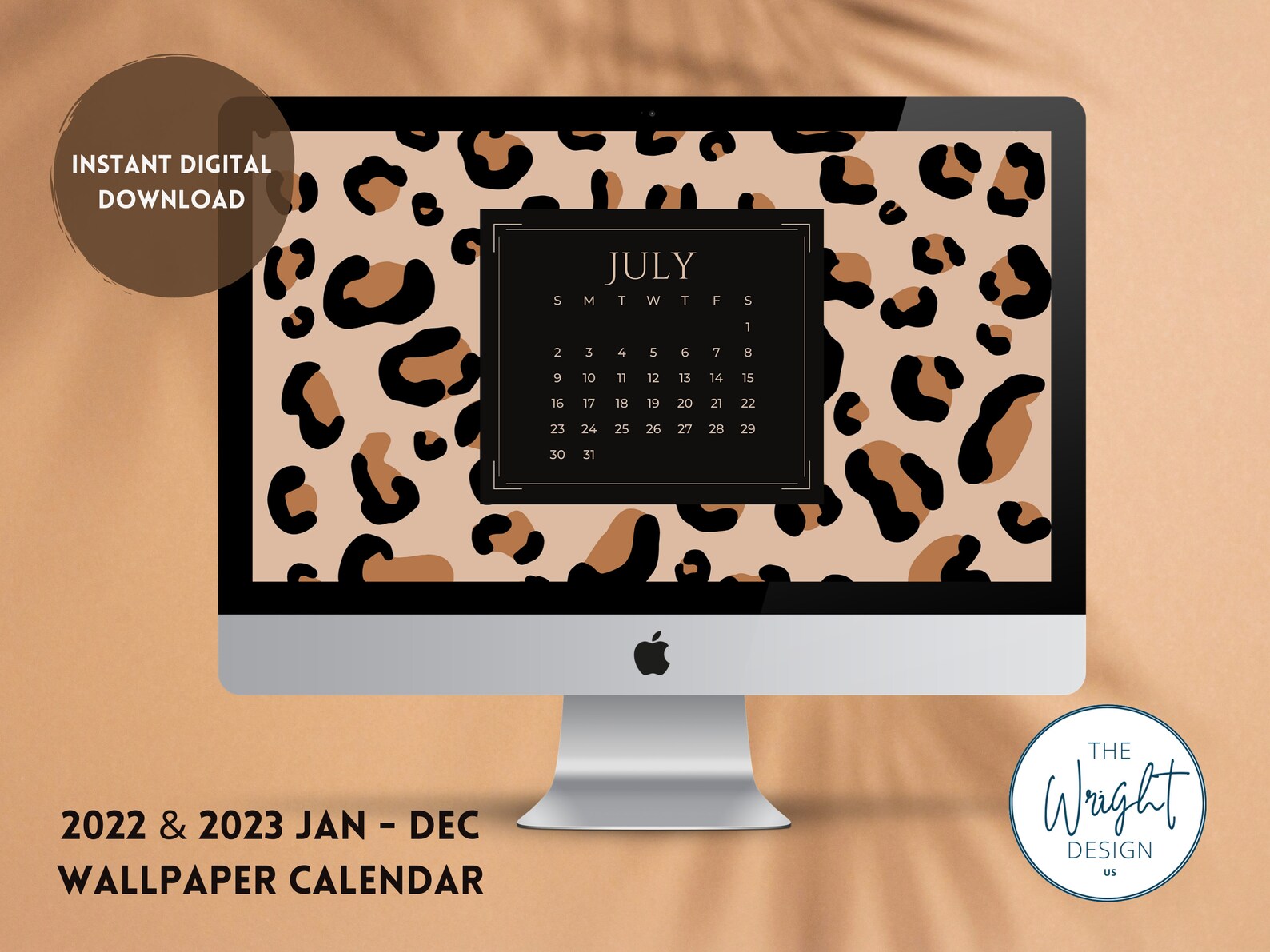 2022 2023 Leopard Cheetah Desktop Wallpaper Calendar Cute Etsy