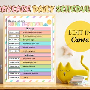 Daycare Daily Schedule, Kids Daily Routine, Home Childcare Provider Printable and Editable Form for Preschool