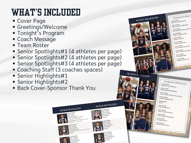 Senior Night Program Template, Editable Sports Senior Night Booklet ...