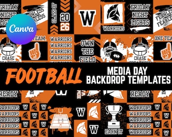 Football Media Day Backdrop Template, Editable Team Photo Backdrop, Printable Sports Backdrop, Canva Template Instant Download