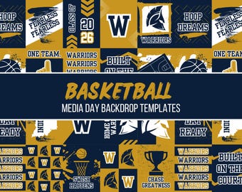 Basketball Media Day Backdrop Template, Editable Team Photo Backdrop, Printable Sports Backdrop, Canva Template Instant Download