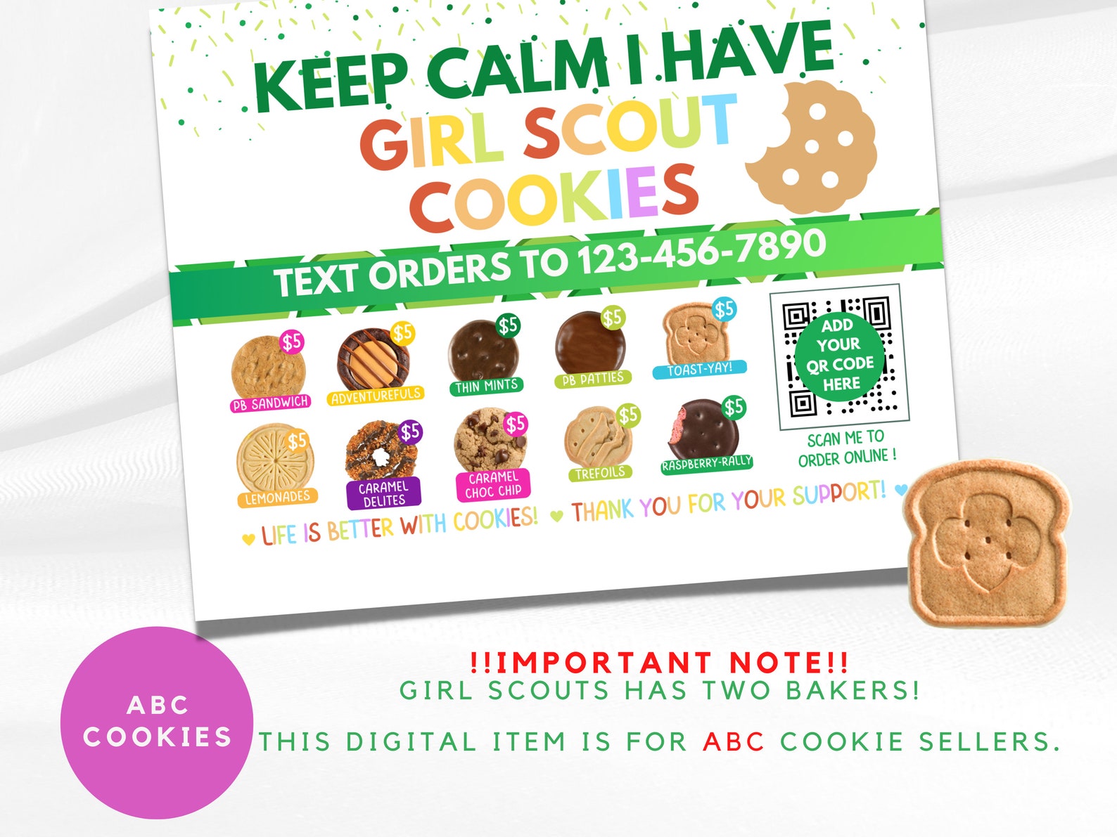 Editable Girl Scout Cookie Flyer 2023 ABC Cookie Menu Booth - Etsy
