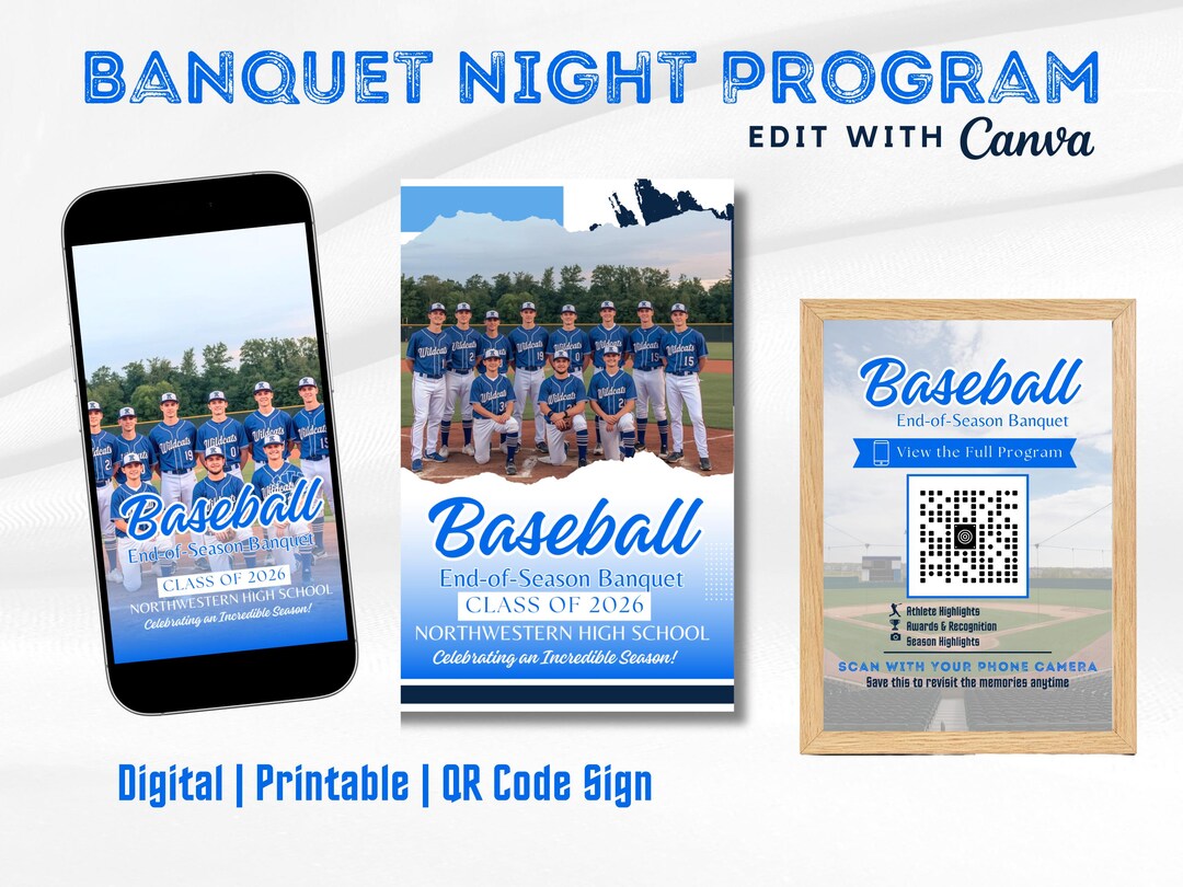 Baseball Banquet Program Template, Sports Banquet Program, End of ...