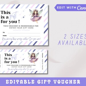 Tooth Fairy Gift Voucher: Editable Printable Note (Digital Download)