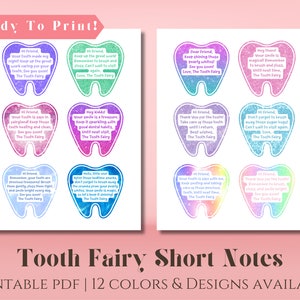 PRINTABLE Tooth Fairy Note Receipt Letter, 12 Designs, Lost Tooth, First Tooth - Etsy