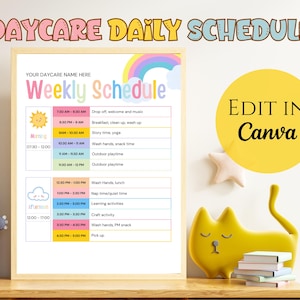 Daycare Daily Schedule, Kids Daily Routine, Home School Childcare Provider Printable Editable Form