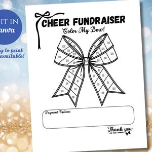 Fill My Bow Cheer Team Fundraiser Printable Template | Sponsor My Cheer Season | Color My Bow Donation Form