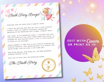 Editable Tooth Fairy Letter Printable Note For Lost Tooth for Boy and Girl