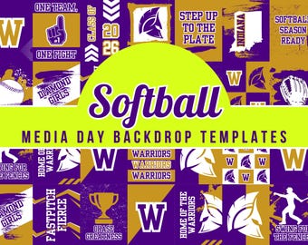 Softball Media Day Backdrop Template, Editable Team Photo Backdrop, Fastpitch Printable Sign, Canva Template Instant Download