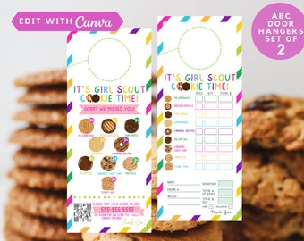 2024 Girl Scout Cookie Door Hanger Template, ABC Order Form Receipt, Printable Delivery Thank You Note, 3.5x8.5