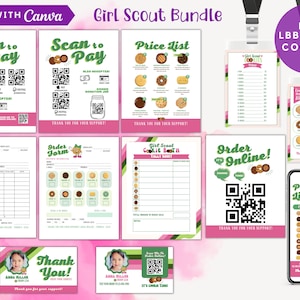 2024 LBB and ABC Girl Scout Cookie Signs and Forms, Editable and Printable Cookie Booth Sales Flyers, Lanyard Cookie Math Price Menu image 1