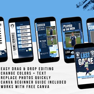 Soccer Social Media Templates Canva Sports Marketing Kit Game Day Graphics Athlete Spotlight Bundle Posts Stories Flyers image 9