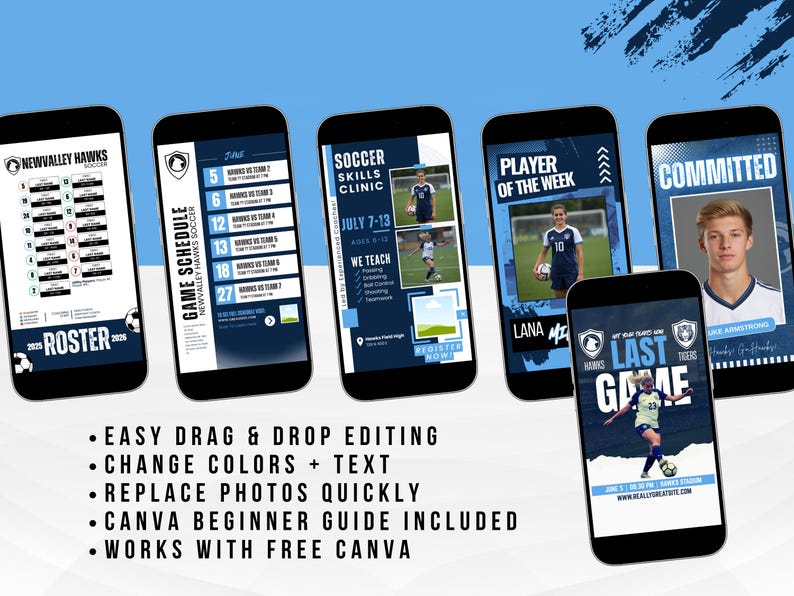 Soccer Social Media Templates Canva Sports Marketing Kit Game Day Graphics Athlete Spotlight Bundle Posts Stories Flyers image 9