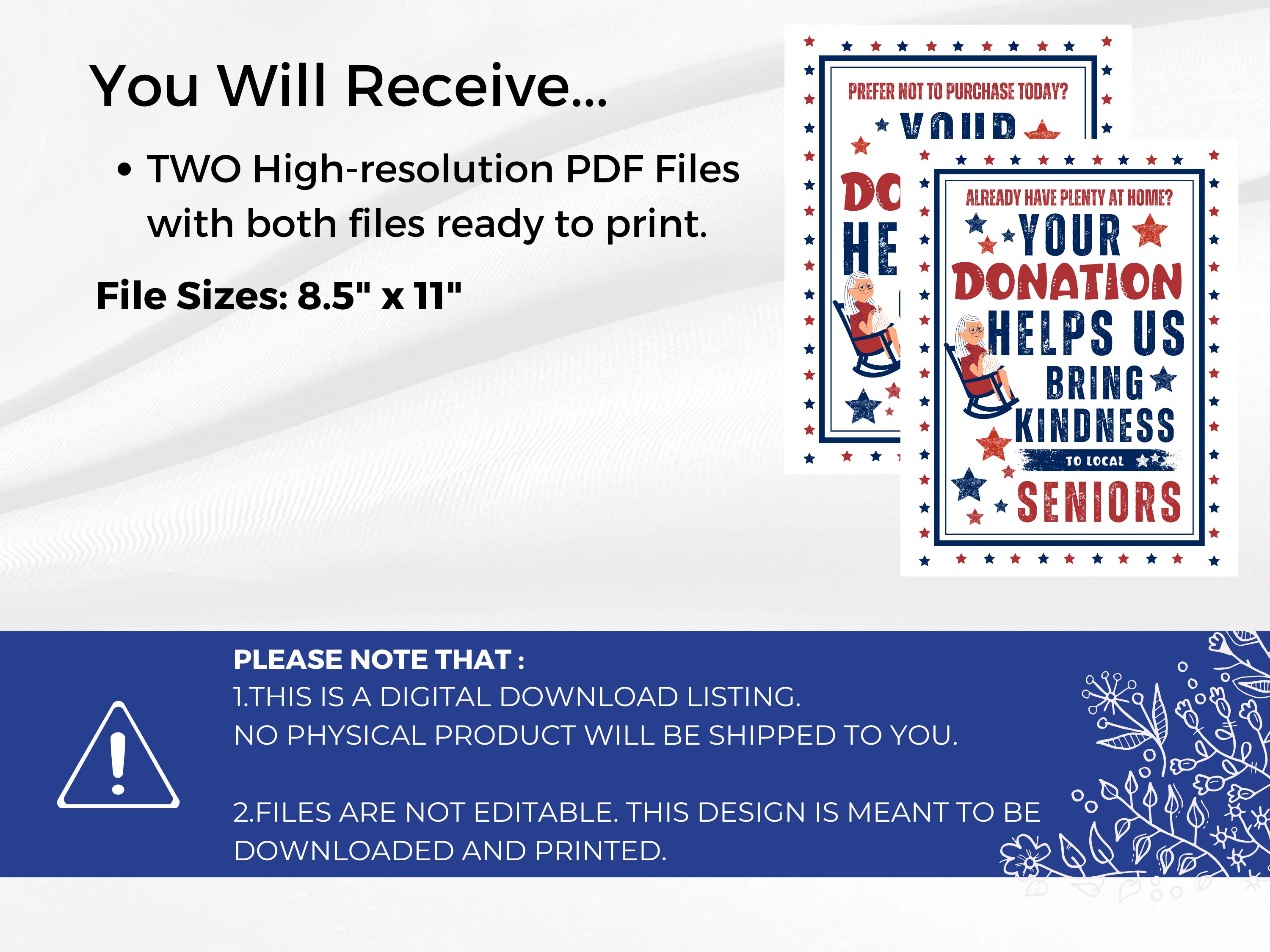 Donation Booth Sign Printable | Support Local Seniors | Fundraiser ...