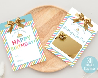 Printable Birthday Gift Card Book | Editable Canva Birthday Gift | Personalized Birthday Coupons for Him Her