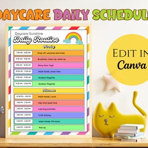 Home Daycare Daily Schedule, Editable Kids Daily Routine, Childcare Provider Printable Form for Preschool