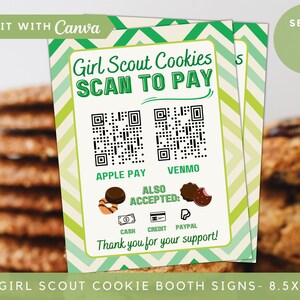 Girl Scout Cookie Schild 2024 2025, LBB ABC Wir akzeptieren Schild, Scan to Pay Booth Printable 8.5x11 mit QR Code Flyer