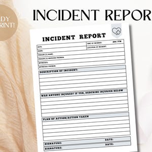 Vorfallmeldeformular, Kindertagesstätte Autsch Accident Log Tracker, druckbares Gesundheits- und Sicherheits-Untersuchungsblatt