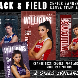 Track Senior Banner Template, Editable Senior Night Poster, Track & Field Canva Banner, Athlete Graduation Sign, Sports Senior Photo Banner