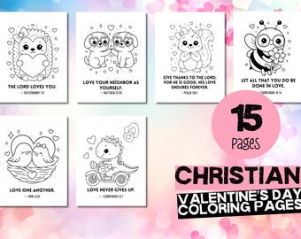 Kleurplaten voor kinderen Christian Valentine, afdrukbare kleurplaten voor kinderen, Bijbelbundel Jesus Love Sunday voorschoolse activiteit