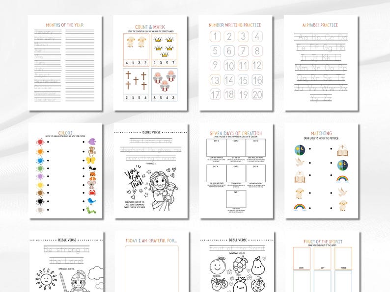 Christian Preschool Morning Menu Printable – 50 Gospel-Based Worksheets for Toddlers, Pre-K, Homeschool & Bible Learning Activities image 6