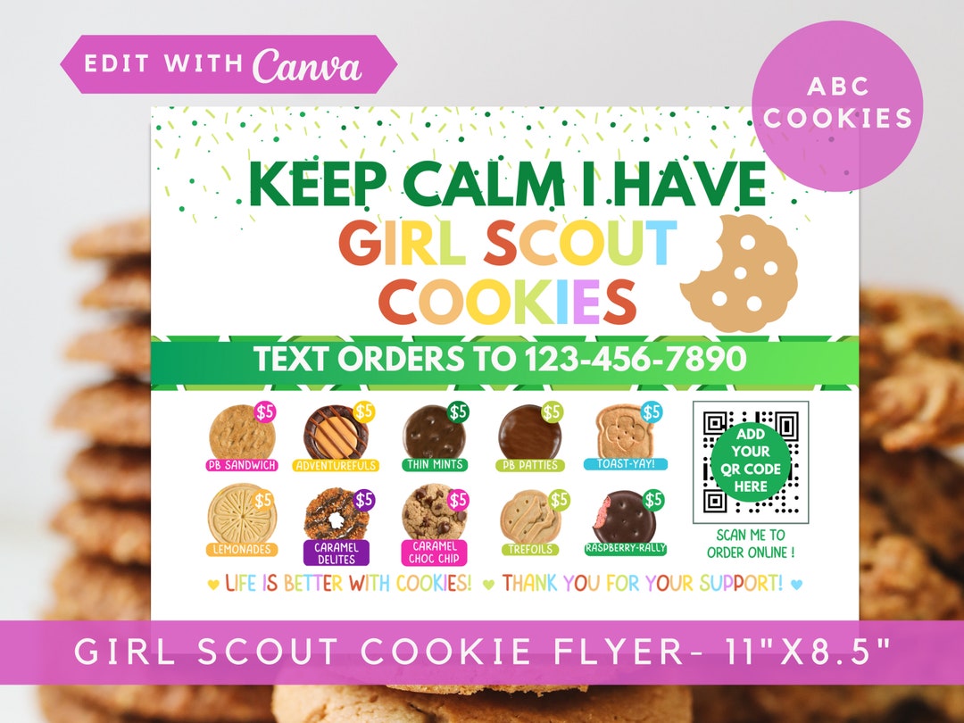 Editable Girl Scout Cookie Flyer 2023 ABC Cookie Menu Booth Etsy