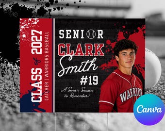Editable Baseball Yard Sign Template | Canva Player Sign | Printable Baseball Yard Sign | Sports Team Sign