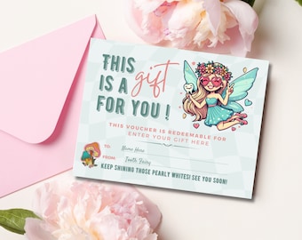 Retro Tooth Fairy Gift Voucher Receipt Editable, Printable Gift Certificate Note For Lost Tooth