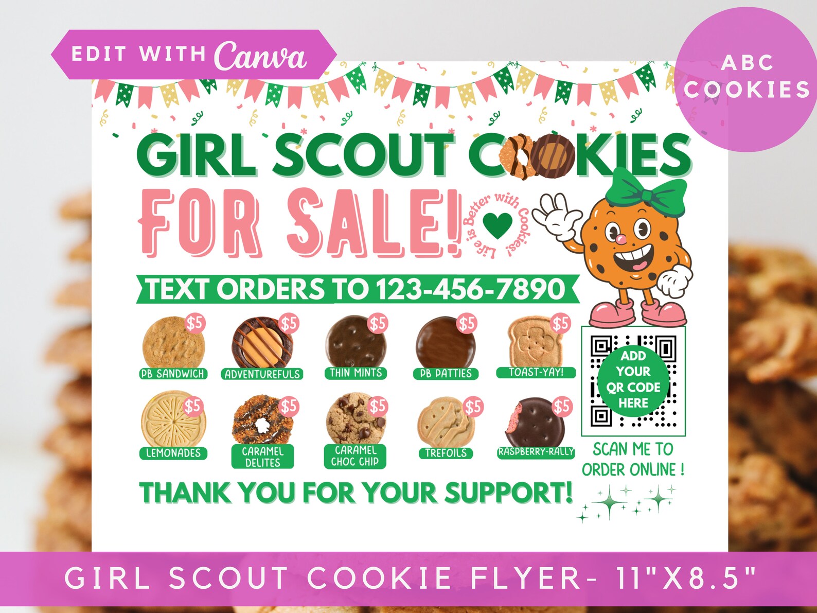 RETRO Girl Scout Cookie Flyer 2023 ABC Cookie Menu Booth Etsy
