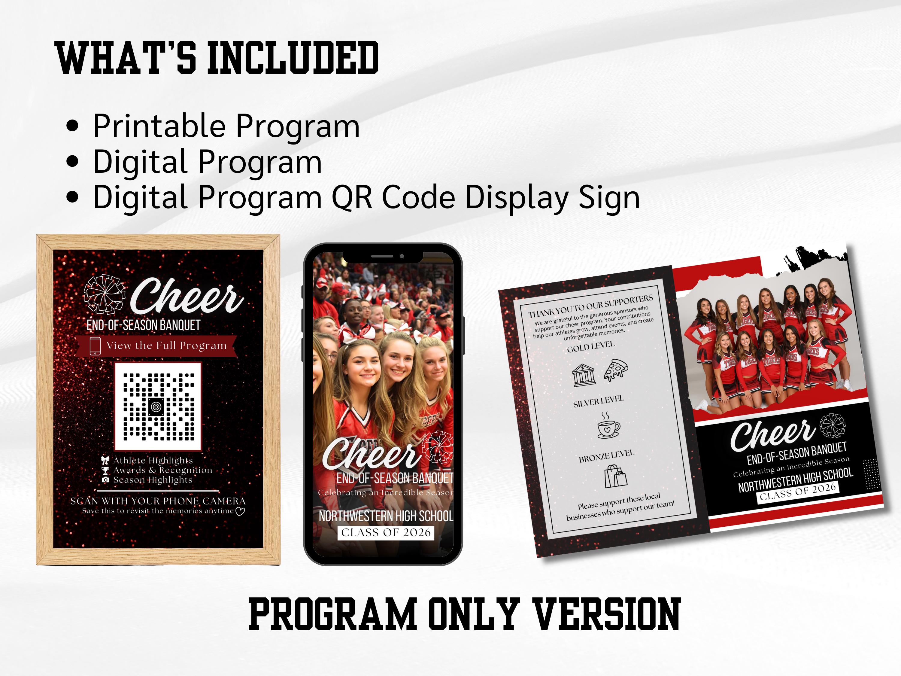 Cheer Banquet Program Template, Team Banquet Invitation, QR Code ...
