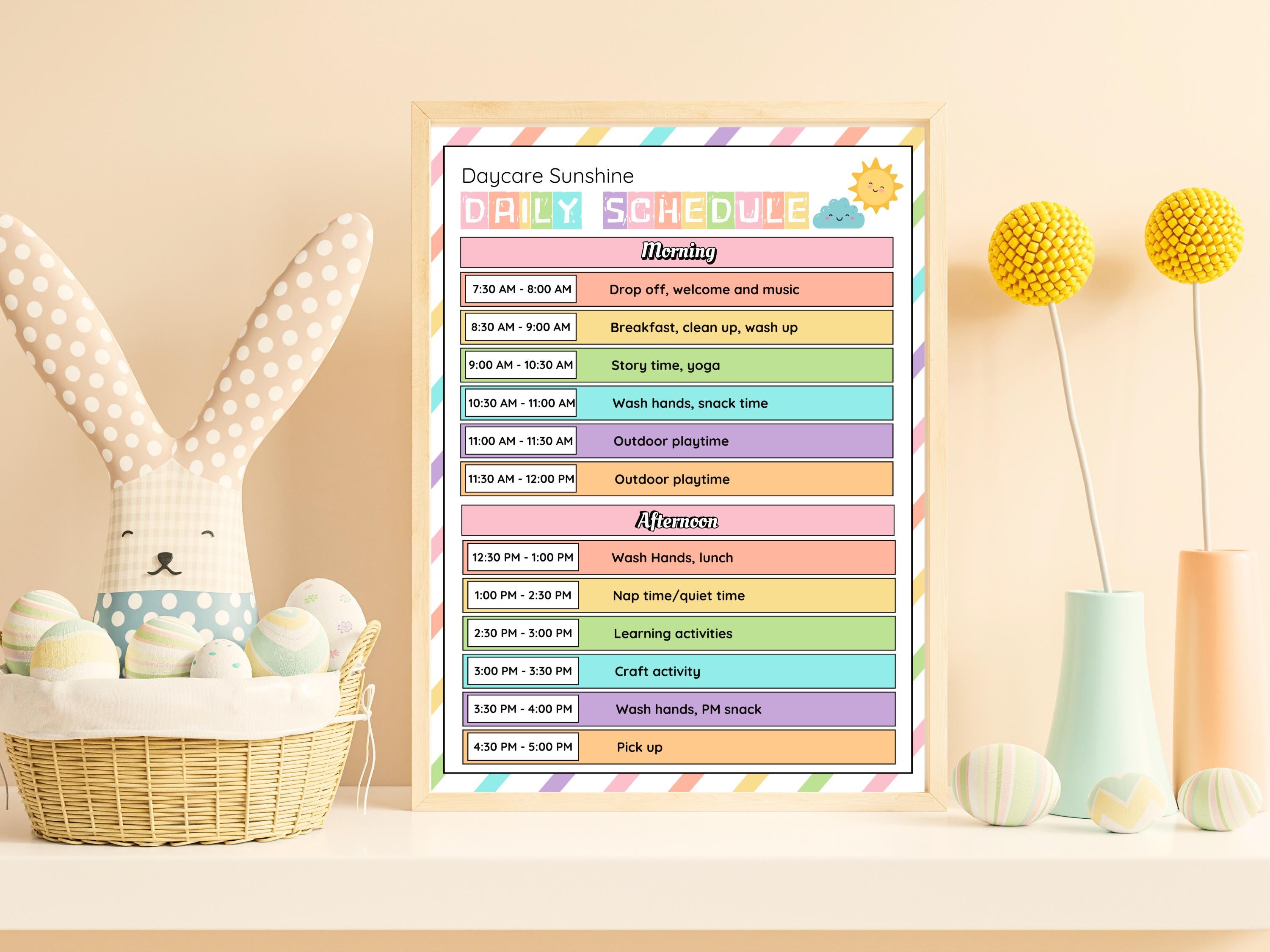 Daycare Daily Schedule, Kids Daily Routine, Home Childcare Provider ...