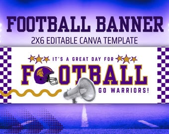 Game Day Football Banner Template, Editable Canva Team Sign, School Spirit Sports Decor, 2x6 Printable Tailgate Banner, Digital Download