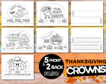 Thanksgiving Paper Crown Printable for Kids | Autumn Coloring Craft | Cut and Glue Activity | DIY Preschool Classroom Project