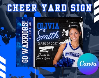 Editable Cheer Yard Sign Template, Cheerleader Senior Night Sign, Digital Download Cheer Team Sign, Canva Template