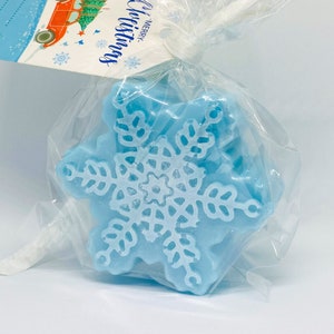 Vegan Christmas Soap Bars |  Snowflake Soap | Holiday Soap Gift Wrapped Snowflake Soap | Christmas Decoration | Bathroom Christmas Decor
